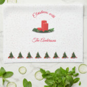 クリスマスパーソナライズされたのキャンドル キッチンタオル (折り畳み)