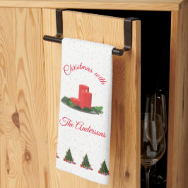 クリスマスパーソナライズされたのキャンドル キッチンタオル