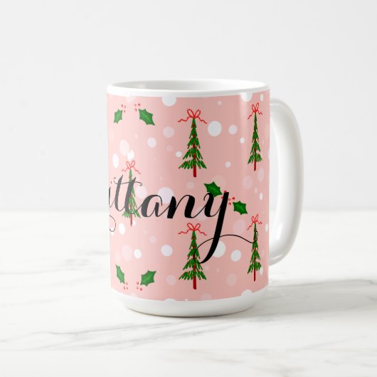 クリスマスパーソナライズされたのコーヒーマグの木 コーヒーマグカップ (正面右)