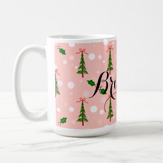 クリスマスパーソナライズされたのコーヒーマグの木 コーヒーマグカップ (左)