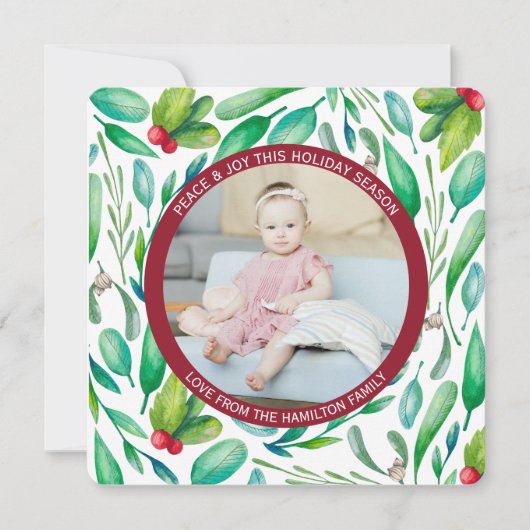 クリスマスパーソナライズされたのパターン写真 シーズンカード (正面)