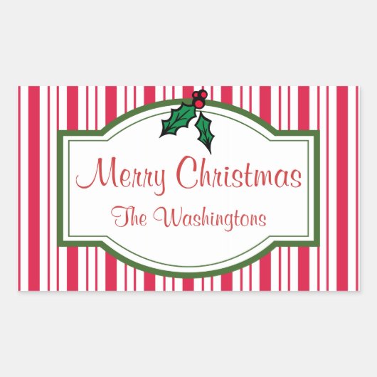 クリスマスパーソナライズされたのホリーギフトラベルシール 長方形シール (正面)