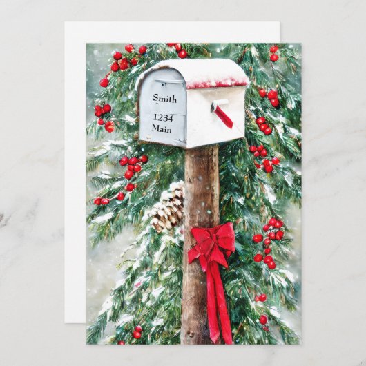 クリスマスパーソナライズされたのメールボックス予算 シーズンカード (正面/裏面)