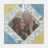 クリスマスパーソナライズされたのモダン写真 ガラスオーナメント (正面)