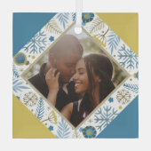 クリスマスパーソナライズされたのモダン写真 ガラスオーナメント (裏面)