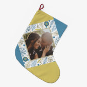 クリスマスパーソナライズされたのモダン写真 ラージクリスマスストッキング (正面 (吊り時))