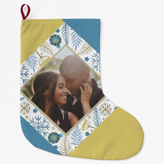 クリスマスパーソナライズされたのモダン写真 ラージクリスマスストッキング (正面)