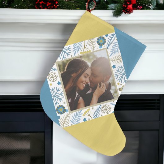 クリスマスパーソナライズされたのモダン写真 ラージクリスマスストッキング