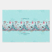 クリスマスパーソナライズされたの人魚と友達の名前 ラッピングペーパーシート (正面)