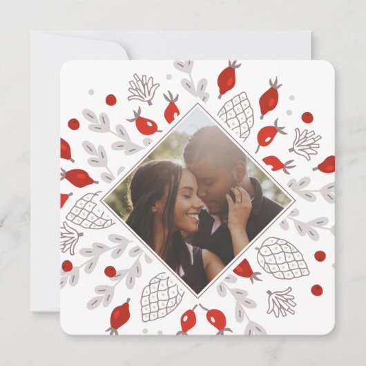 クリスマスパーソナライズされたの冬の葉写真 シーズンカード (正面)