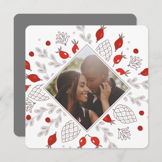 クリスマスパーソナライズされたの冬の葉写真 シーズンカード (正面/裏面)