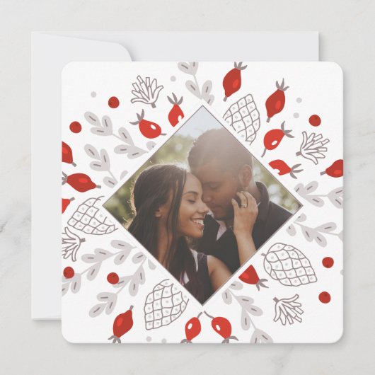 クリスマスパーソナライズされたの冬の葉写真 シーズンカード (正面)