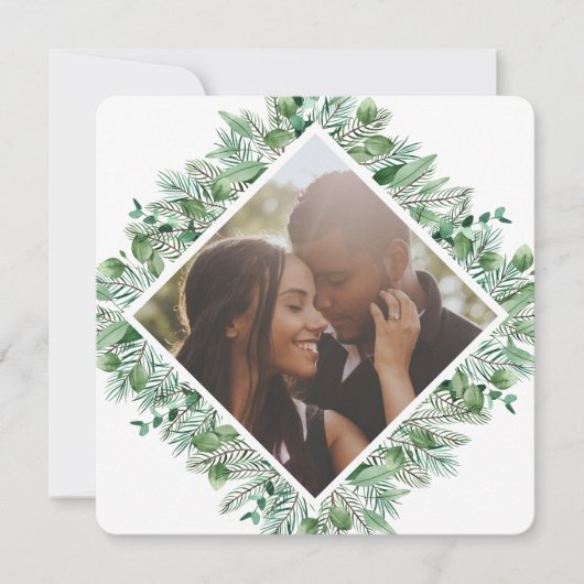 クリスマスパーソナライズされたの冬の葉写真 シーズンカード (正面)