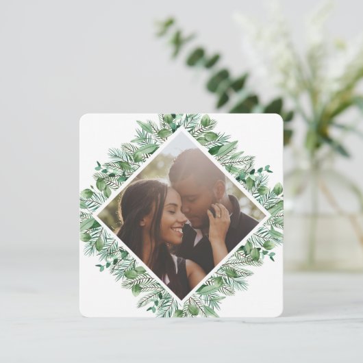 クリスマスパーソナライズされたの冬の葉写真 シーズンカード (スタンド正面)