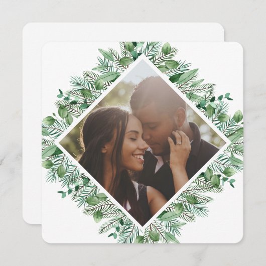 クリスマスパーソナライズされたの冬の葉写真 シーズンカード (正面/裏面)