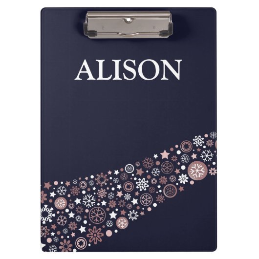 クリスマスパーソナライズされたの冬の雪片の名前 クリップボード (正面)