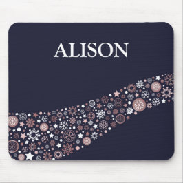 クリスマスパーソナライズされたの冬の雪片の名前 マウスパッド