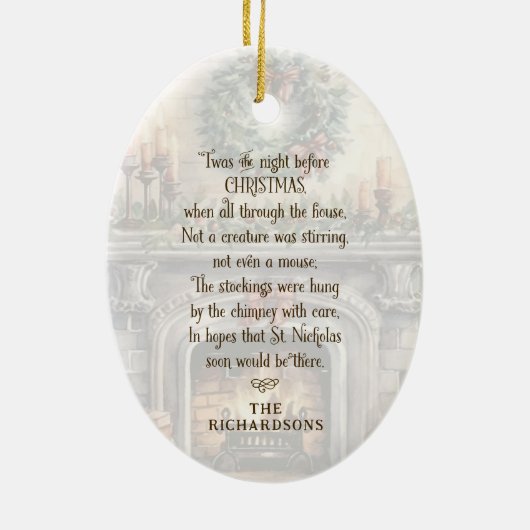 クリスマスパーソナライズされたの前の夜だった セラミックオーナメント (裏面)