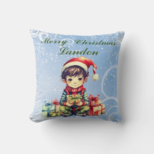 クリスマスパーソナライズされたの名前 クッション (正面)