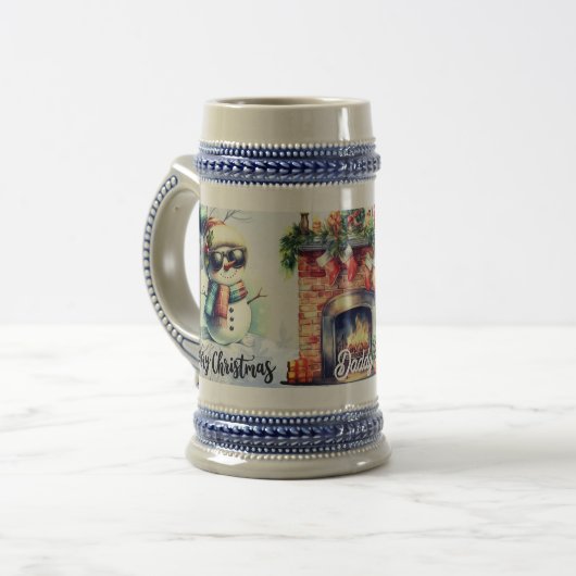 クリスマスパーソナライズされたの名前 ビールジョッキ (正面左)