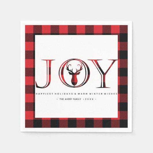クリスマスパーソナライズされたの喜び スタンダードカクテルナプキン (正面)