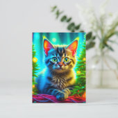 クリスマスパーソナライズされたの子猫とクリスマスツリー ポストカード (スタンド正面)