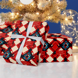 クリスマスパーソナライズされたの幾何学的メッセージ ラッピングペーパー