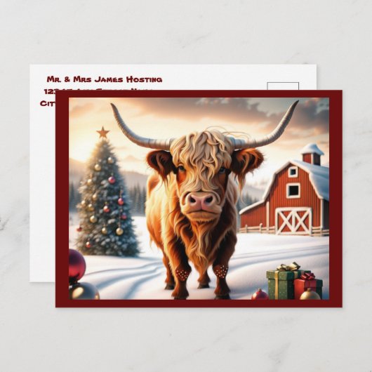 クリスマスパーソナライズされたの挨拶はがき。ホリデー ポストカード (正面/裏面)