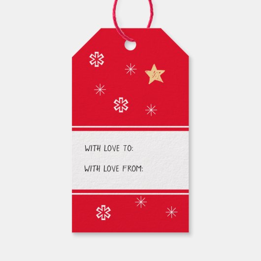 クリスマスパーソナライズされたの木の名カッコいい前かわいい赤 ギフトタグ (裏面)