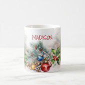 クリスマスパーソナライズされたの果実とすりリース モーフィングマグカップ (中央)