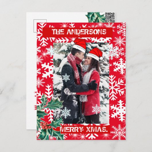 クリスマスパーソナライズされたの雪の結晶 ポストカード (正面/裏面)