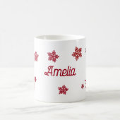 クリスマスパーソナライズされたの雪片 コーヒーマグカップ (中央)