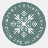 クリスマスパーソナライズされたの雪片 ラウンドシール (正面)