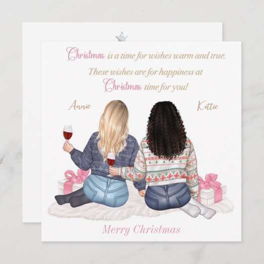 クリスマスパーソナライズされたの願いカード・メリークリスマス 招待状 (正面/裏面)