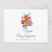 クリスマスパーソナライズされたはがき | ポインセチア シーズンポストカード (正面)