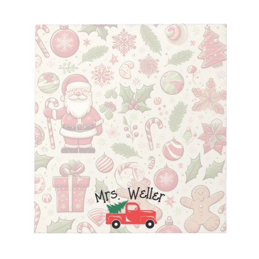 クリスマスパーソナライズされたをテーマにした先生プレゼント ノートパッド (正面)