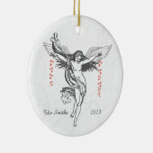 クリスマスパーソナライズされたエンジェルドロップハート セラミックオーナメント (右)