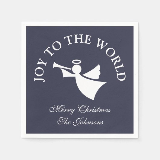 クリスマスパーソナライズされたエンジェル紙ナキン スタンダードカクテルナプキン (正面)