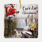 クリスマスパーソナライズされたオーナメントカントリーウッド鍵へ セラミックオーナメント (正面)