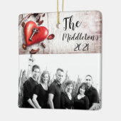 クリスマスパーソナライズされたオーナメントカントリーウッド鍵へ セラミックオーナメント (左)