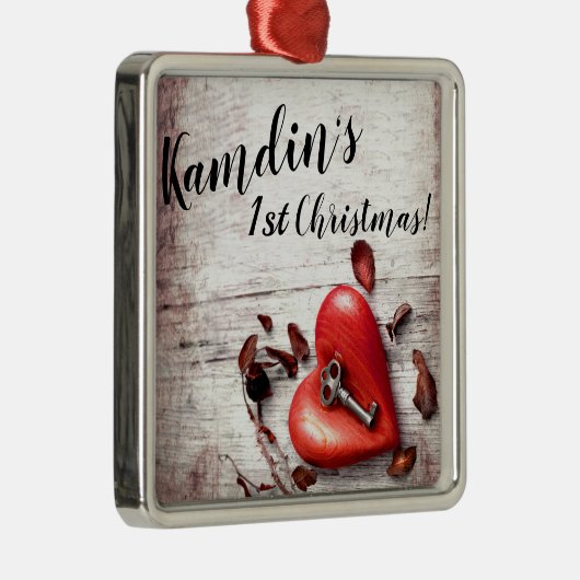 クリスマスパーソナライズされたオーナメントカントリーウッド鍵へ メタルオーナメント (右)