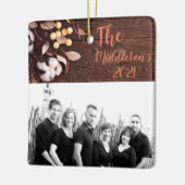 クリスマスパーソナライズされたオーナメントコットンブランチオンダークW セラミックオーナメント (左)