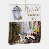 クリスマスパーソナライズされたオーナメントサマーカントリーウェディング セラミックオーナメント (右)