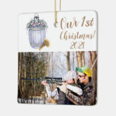 クリスマスパーソナライズされたオーナメントサマーカントリーウェディング セラミックオーナメント (左)