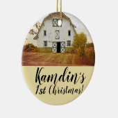 クリスマスパーソナライズされたオーナメントサンセットバーンカントリーラス セラミックオーナメント (右)
