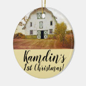 クリスマスパーソナライズされたオーナメントサンセットバーンカントリーラス セラミックオーナメント (左)