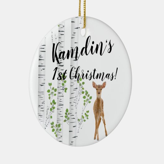 クリスマスパーソナライズされたオーナメントディアドードバックフォレストwo セラミックオーナメント (右)