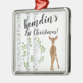 クリスマスパーソナライズされたオーナメントディアドードバックフォレストwo メタルオーナメント (左)