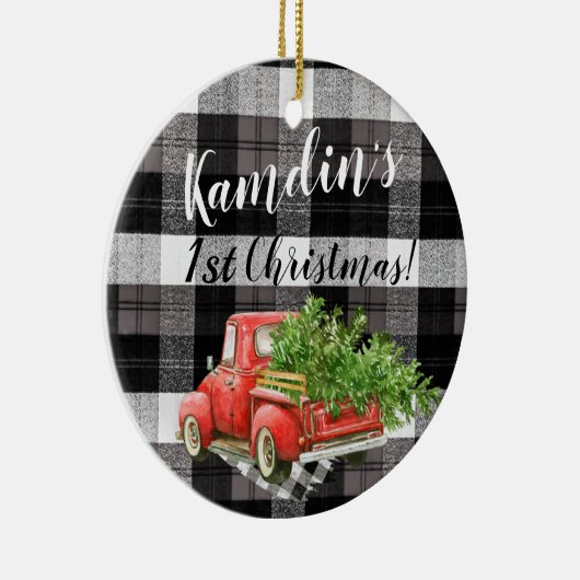 クリスマスパーソナライズされたオーナメントトラックバッファロープリッドブラ セラミックオーナメント (右)