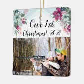 クリスマスパーソナライズされたオーナメントトロピカルフラワーオンブル セラミックオーナメント (左)